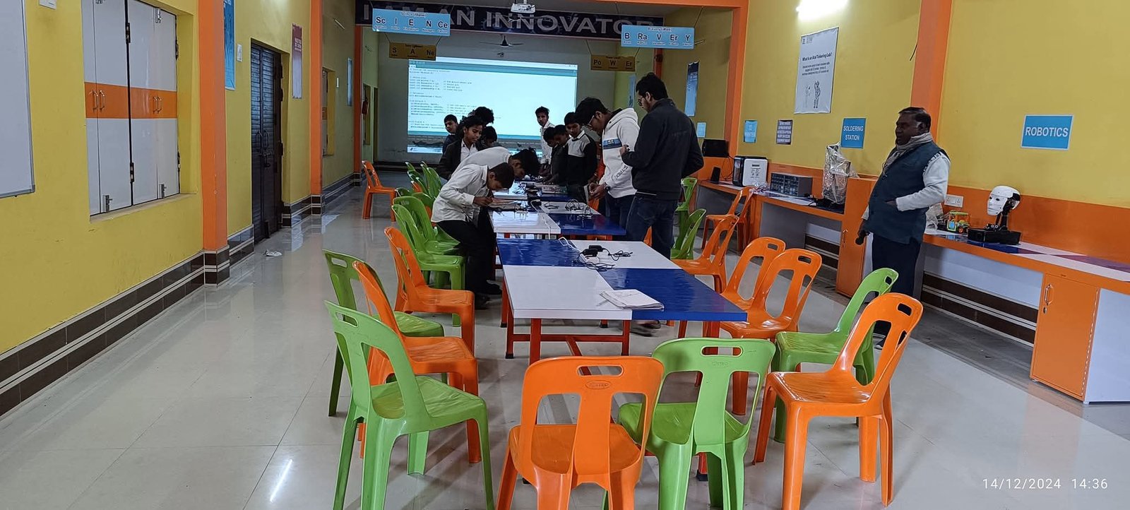 Students learning in a classroom